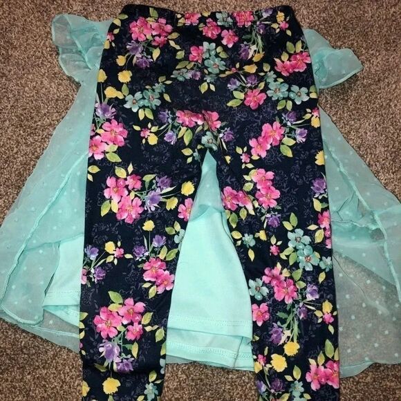 Wonder Nation Blue and Floral Pant Set Size 2T - Picture 3 of 7